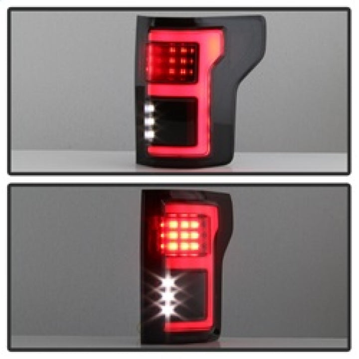 Spyder 15-17 Ford F-150 LED Tail Lights (w/Blind Spot) - Black Smoke (ALT-YD-FF15015BS-LBLED-BSM) - Bull Strap