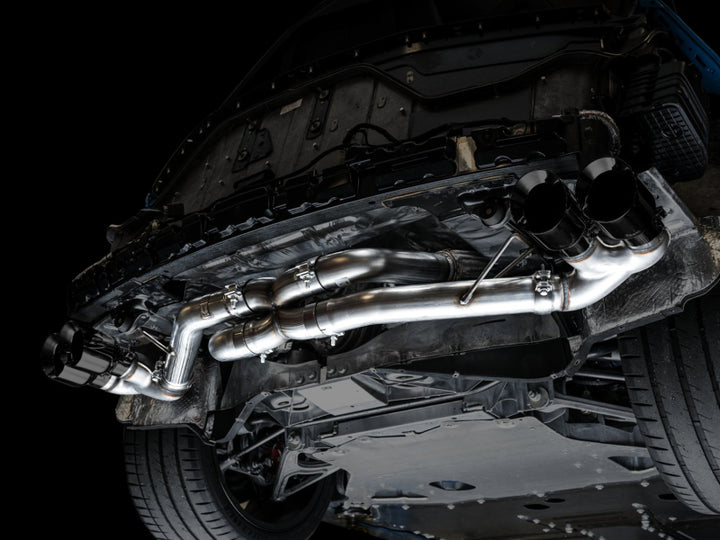 AWE Tuning 2020 Chevrolet Corvette (C8) Track Edition Exhaust - Quad Diamond Black Tips - Bull Strap