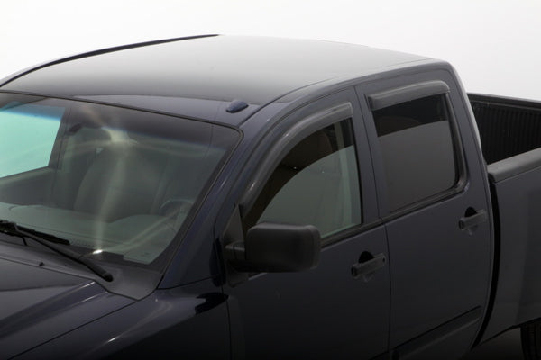 AVS 04-15 Nissan Titan Crew Cab Ventvisor Outside Mount Window Deflectors 4pc - Smoke - Bull Strap