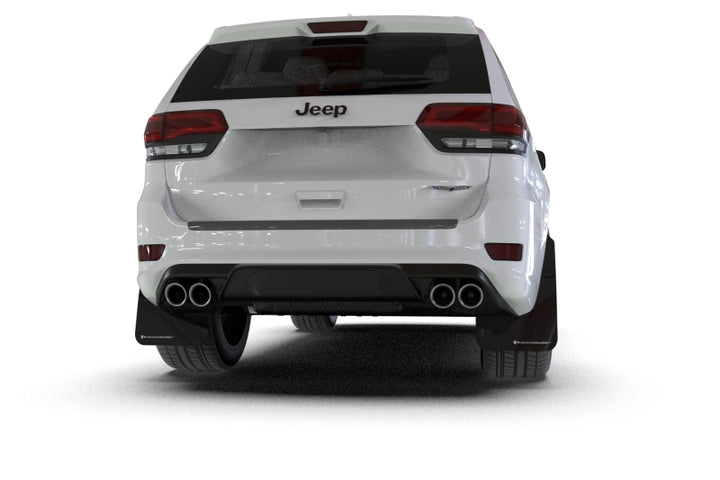Rally Armor 18-22 Jeep Grand Cherokee SRT Trackhawk Black UR Mud Flap - Metallic Black Logo - Bull Strap