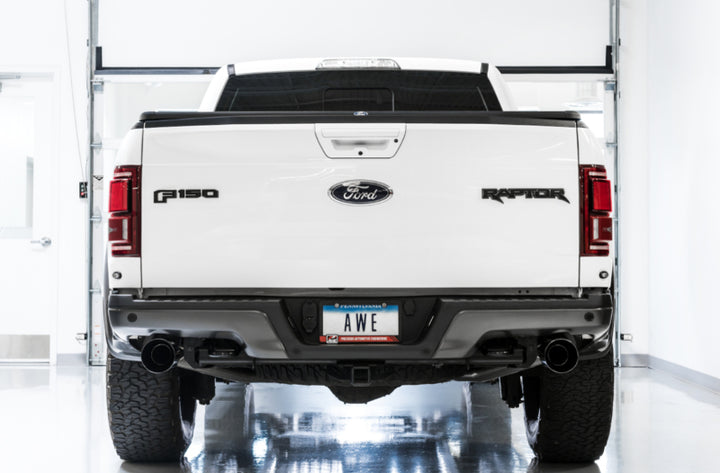 AWE Tuning 2017+ Ford Raptor 0 FG Performance Exhaust System - w/ Diamond Black Tips - Bull Strap