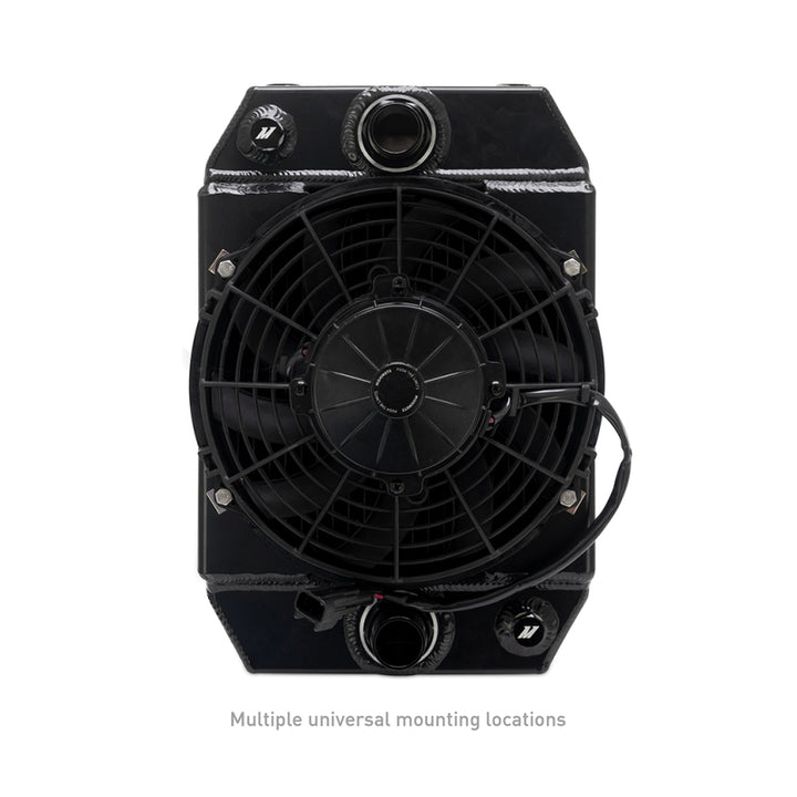 Mishimoto Universal Drag Race Performance Aluminum Radiator - Black - Bull Strap