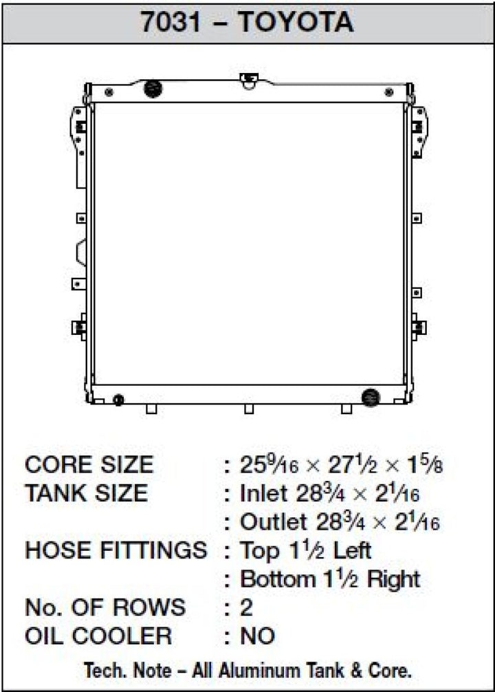 CSF 07-19 Toyota Tundra 5.7L Radiator - Bull Strap
