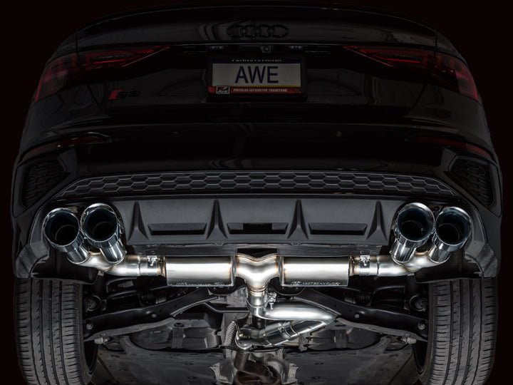 AWE 22-24 Audi 8Y S3 Touring Edition Exhaust - Chrome Silver Tips - Bull Strap