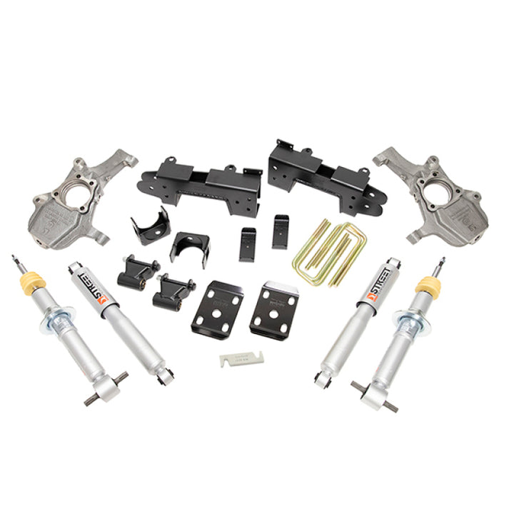 Belltech LOWERING Kit 2019 Chevy Silverado 1500/GMC Sierra 1500 4x4 4in Front/6in Rear - Bull Strap