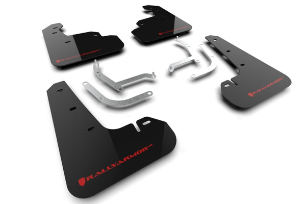 Rally Armor 24-25 Subaru Impreza Black UR Mud Flap w/ Red Logo - Bull Strap