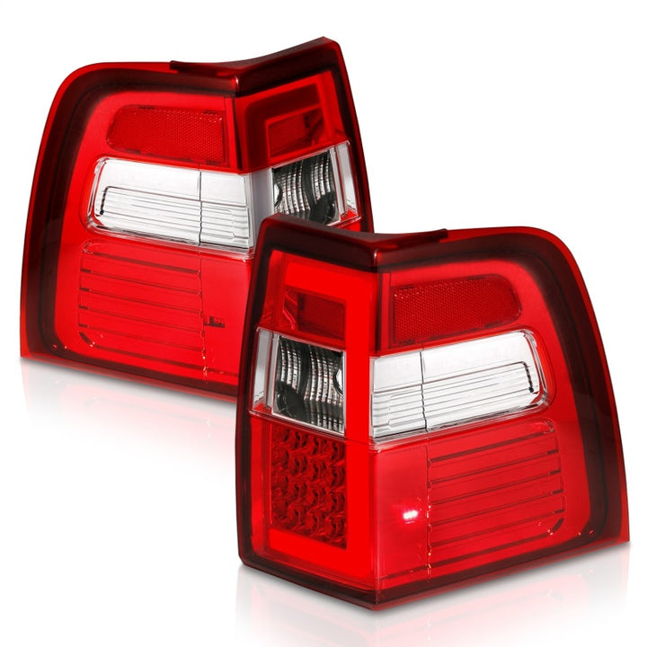 ANZO 07-17 For Expedition LED Taillights w/ Light Bar Chrome Housing Red/Clear Lens - Bull Strap