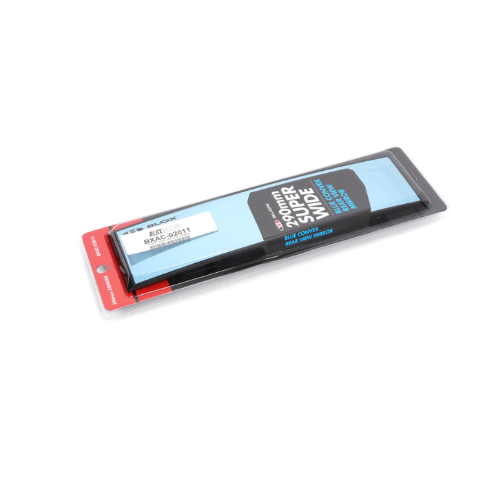 BLOX Racing 290mm Convex Mirror Black Frame Blue Tint - Bull Strap