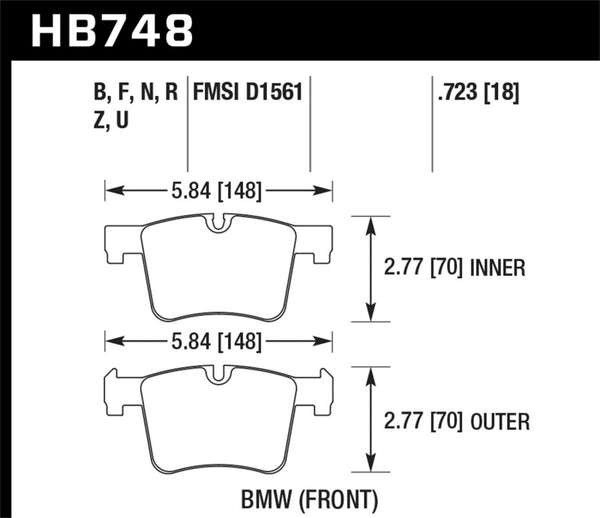 Hawk 13-14 BMW 328i/328i xDrive / 2014 428i/428i xDrive HPS 5.0 Front Brake Pads - Bull Strap