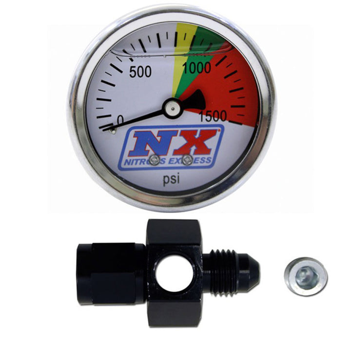 Nitrous Express N2O Flo-Thru Pressure Gauge (0-1500 PSI) 4AN - Bull Strap