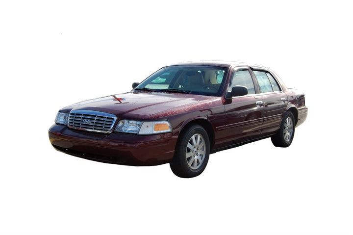 AVS 98-11 Ford Crown Victoria (Short Rears) Ventvisor Outside Mount Window Deflectors 4pc - Smoke - Bull Strap
