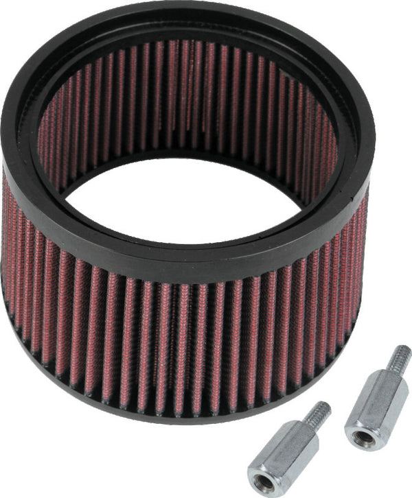S&S Cycle 1in Taller Pleated Stealth Air Filter Kit - Bull Strap