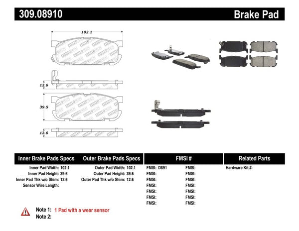 StopTech Performance 01-05 Miata w/ Sport Suspension Rear Brake Pads D891 - Bull Strap