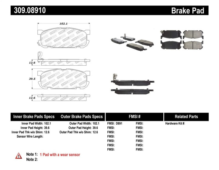 StopTech Performance 01-05 Miata w/ Sport Suspension Rear Brake Pads D891 - Bull Strap