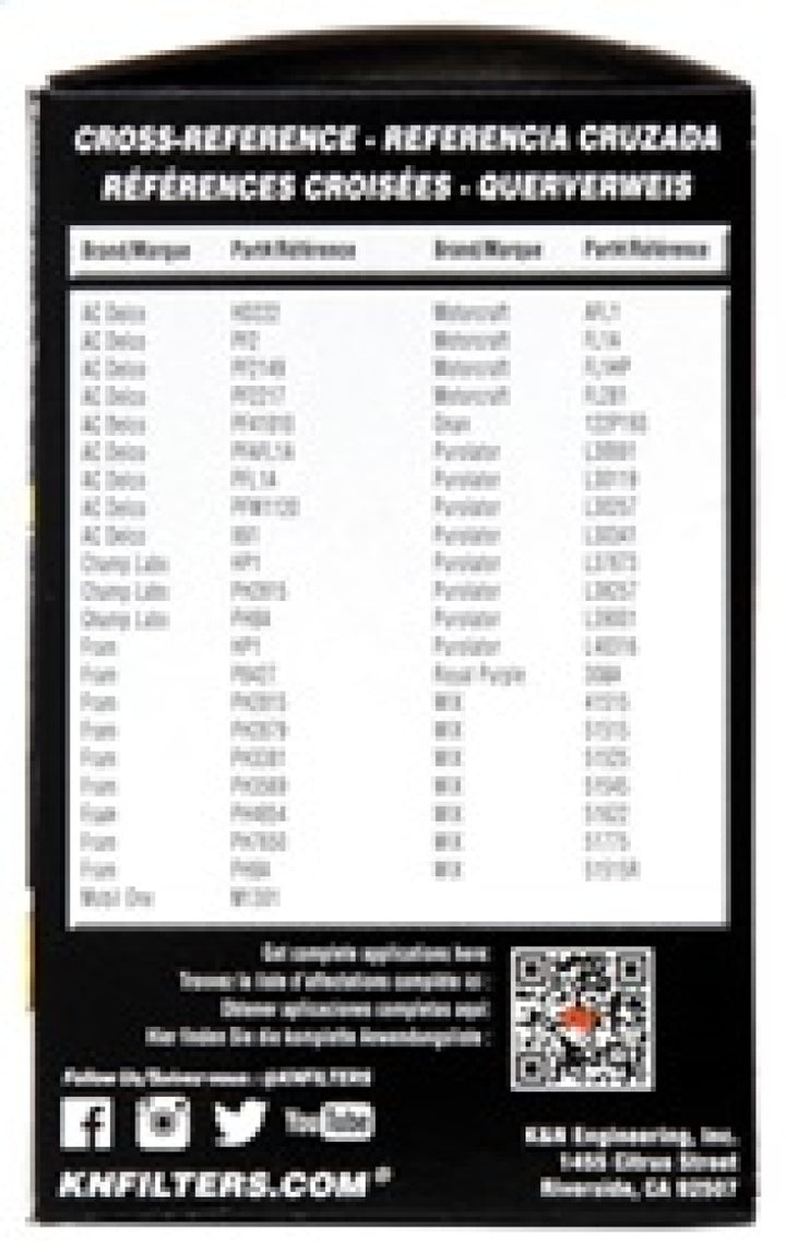 K&N Oil Filter OIL FILTER; AUTOMOTIVE - Bull Strap