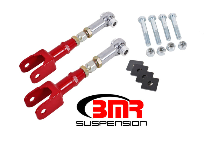 BMR 15-17 S550 Mustang Rear On-Car Adj. Rod Ends Toe Rods - Red - Bull Strap