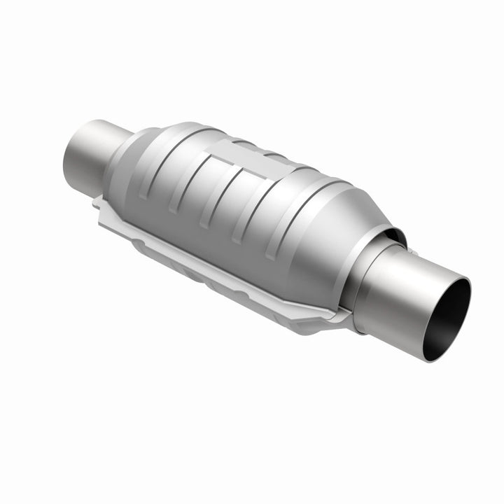 MagnaFlow Conv Univ 2in Inlet/Outlet Ctr/Ctr Round 9in Body L x 5.125in W x 13in Overall L 49 State - Bull Strap