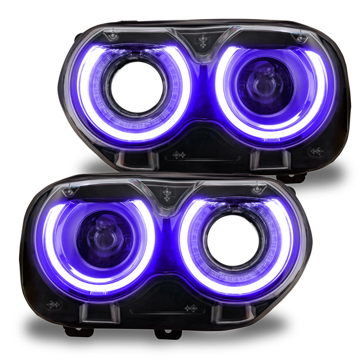 Oracle 15-21 Dodge Challenger RGB+W Headlight DRL Upgrade Kit - ColorSHIFT+W - Bull Strap