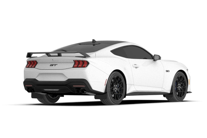 Rally Armor 2024+ Ford Mustang Black UR Mud Flap w/ Metallic Black Logo - Bull Strap