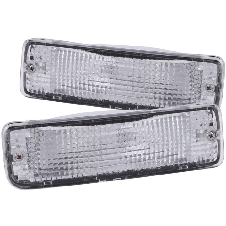 ANZO 1989-1995 Toyota Pickup Euro Parking Lights Chrome w/ Amber Reflector - Bull Strap