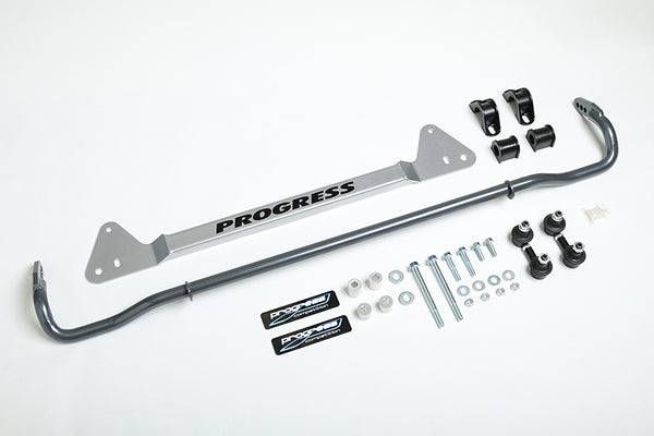 Progress Tech 92-95 Honda Civic Rear Sway Bar (22mm - Adjustable) Incl Bar Brace and Adj End Links - Bull Strap