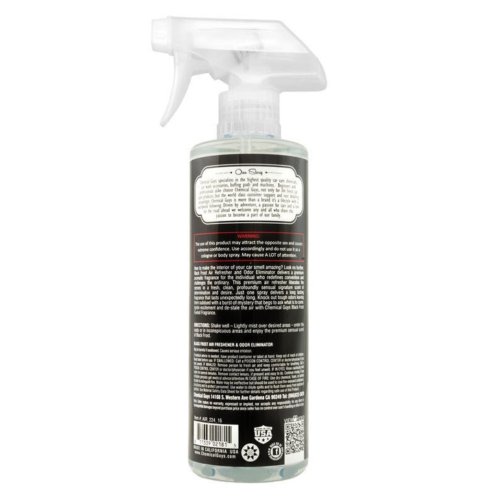 Chemical Guys Black Frost Air Freshener & Odor Eliminator - 16oz - Bull Strap