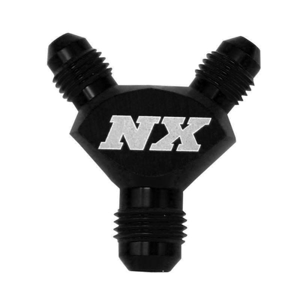 Nitrous Express 6AN x 6AN x 6AN Billet Pure-Flo Y Fitting - Black - Bull Strap