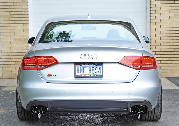 AWE Tuning Audi B8 / B8.5 S4 3.0T Touring Edition Exhaust - Diamond Black Tips (90mm) - Bull Strap
