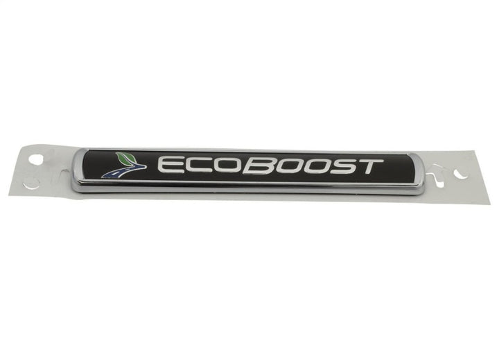 Ford Racing Black/Silver EcoBoost Emblem 3-1/2in x 9/16in - Set of 2 - Bull Strap