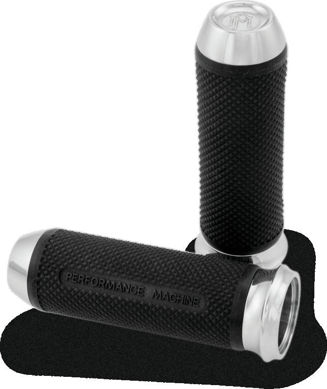 Performance Machine Handle Grip Set - Elite TBW - Chrome - Bull Strap