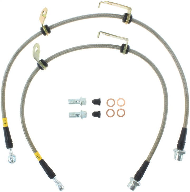 StopTech 08+ Scion xB Front Stainless Steel Brake Lines - Bull Strap