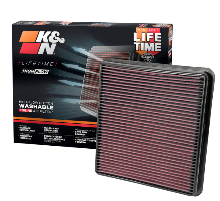 K&N 07-10 Toyota Tundra/Sequoia/Land Cruiser Drop In Air Filter - Bull Strap