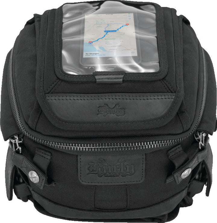 Burly Brand Voyager Tank/Tail Bag - Black - Bull Strap
