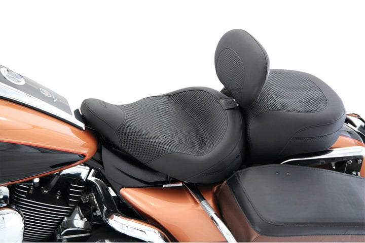 Mustang 83-21 Harley Electra Glide,Rd King Police Standard Touring Passenger Seat Textured - Black - Bull Strap