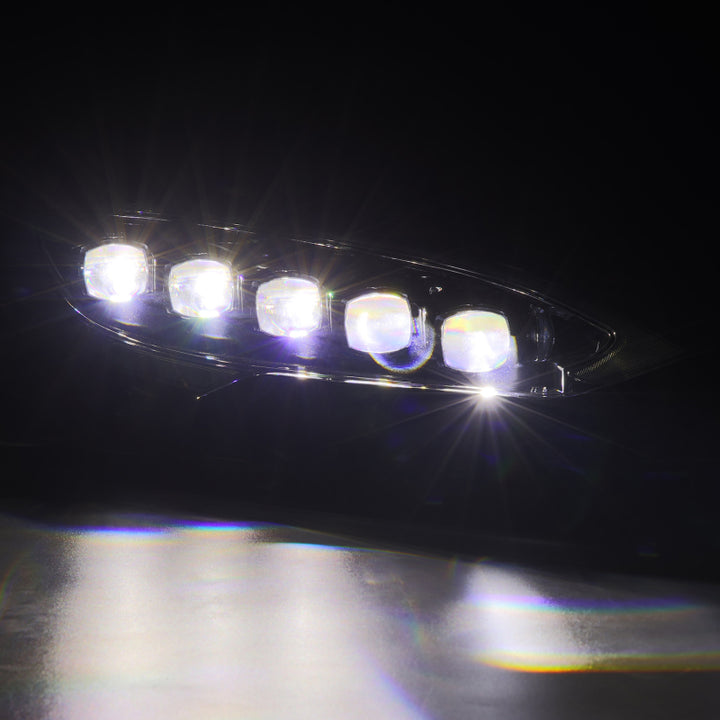 AlphaRex 12-21 Tesla Model S NOVA LED Proj Headlights Alpha-Black w/Actv Light & Seq.Sig / SB DRL - Bull Strap