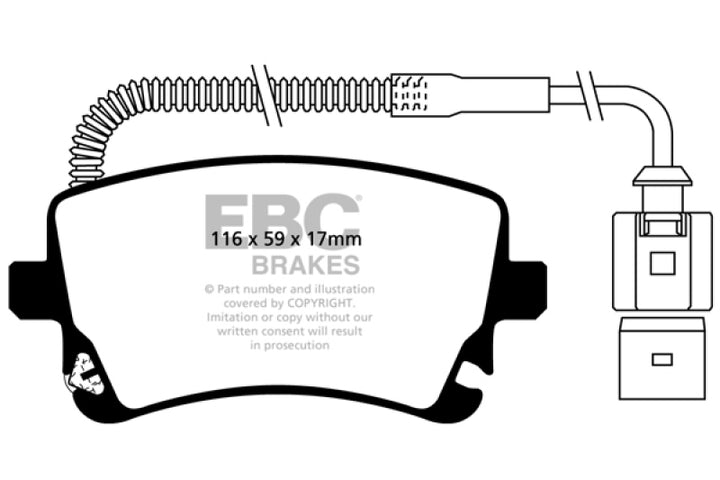 EBC 09-11 Audi A6 Quattro 3.0 Supercharged Redstuff Rear Brake Pads - Bull Strap
