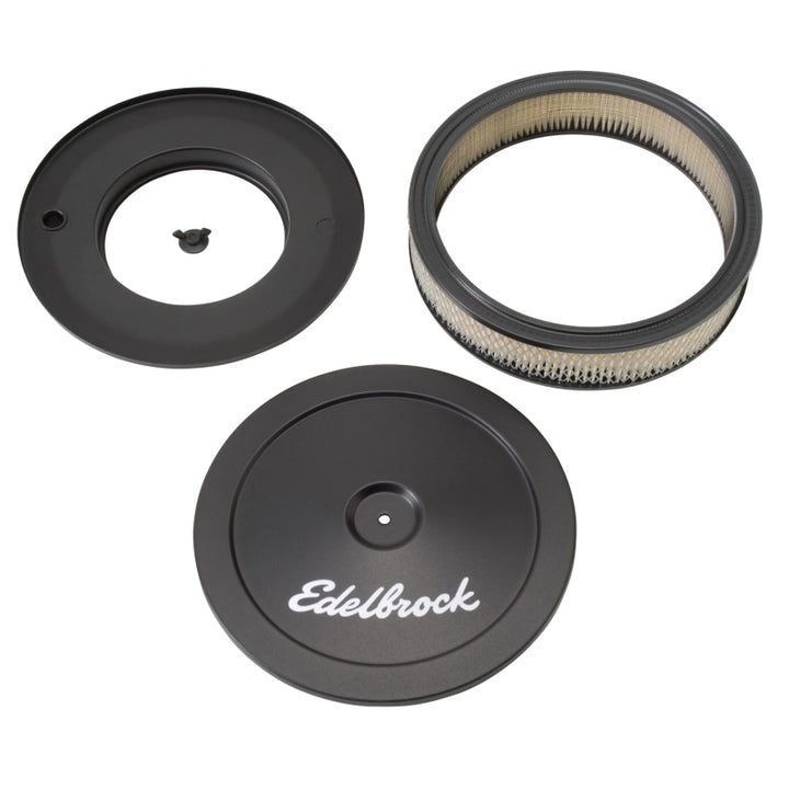 Edelbrock Air Cleaner Pro-Flo Series Round Steel Top Paper Element 10In Dia X 3 5In Black - Bull Strap