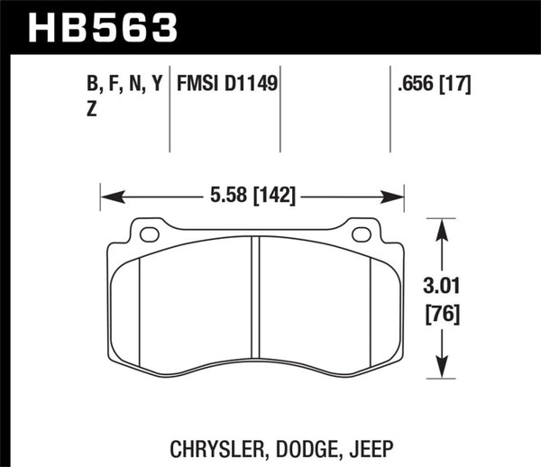 Hawk 06-07 Dodge Magnum SRT8 / 06-09 Challenger SRT8 / 05-07/09 Chrysler 300 C SRT8 HPS Street Front - Bull Strap