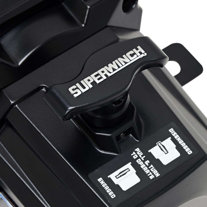 Superwinch 10000 LBS 12V DC 3/8in x 80ft Synthetic Rope SX10SR Winch - Semi Gloss Black - Bull Strap