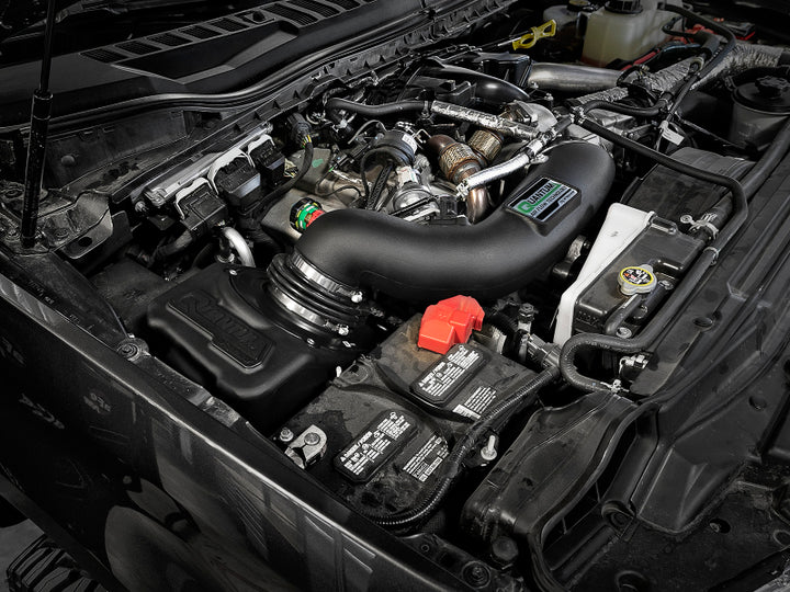 aFe Quantum Pro 5R Cold Air Intake System 17-18 Ford Powerstroke V8-6.7L - Oiled - Bull Strap