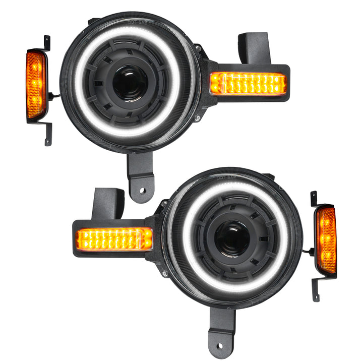 Oracle 2021+ Ford Bronco Oculus  Bi-LED Projector Headlights - Amber/White Switchback - Bull Strap
