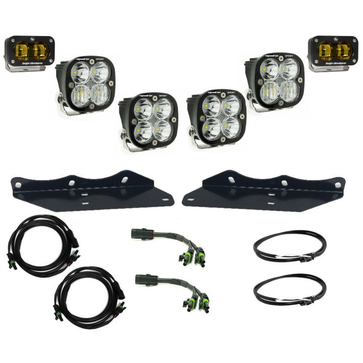 Baja Designs 17-20 Ford F-150 Raptor S2 SAE Sportsmen Fog Pocket Kit - Amber - Bull Strap