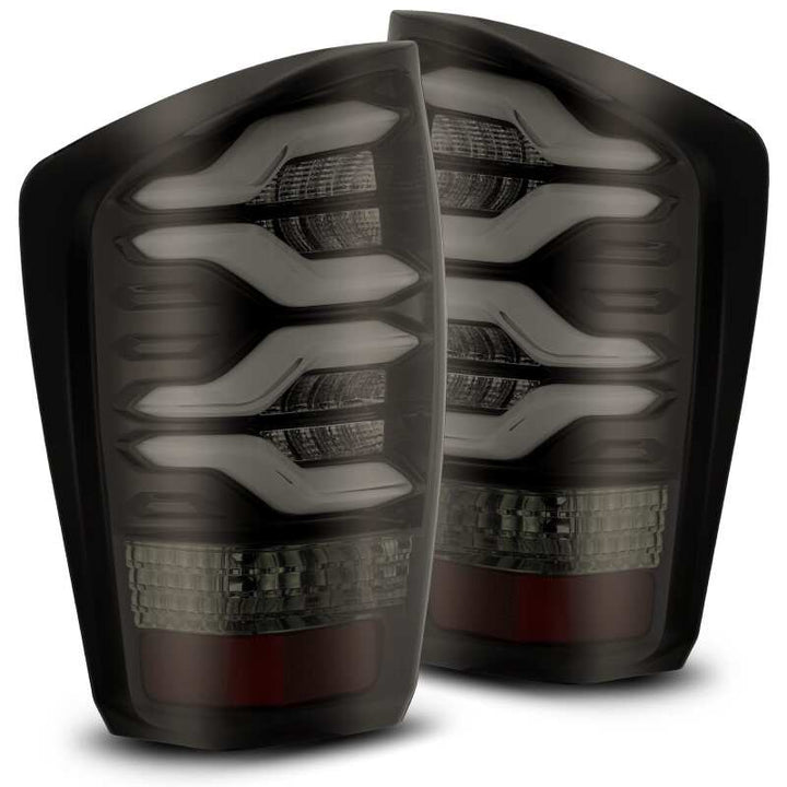 AlphaRex 16-21 Toyota Tacoma LUXX LED Taillights Blk/Red w/Activ Light/Seq Signal - Bull Strap