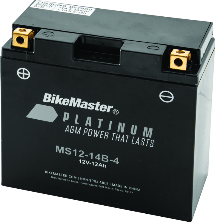 BikeMaster AGM Battery - MS12-14B-4 - Bull Strap