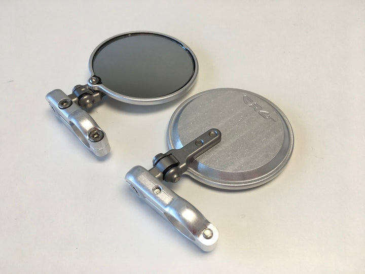 CRG Hindsight Folding 3 in. Round Bar-End Mirror Left - Silver - Bull Strap