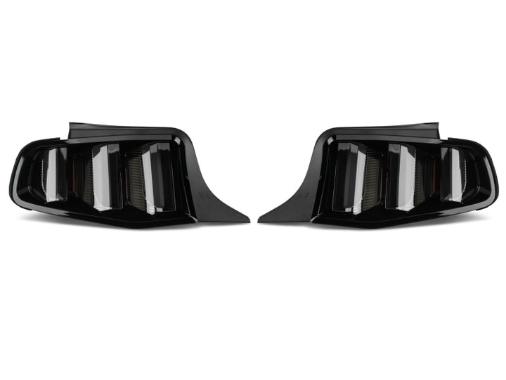 Raxiom 10-12 Ford Mustang Vector V2 LED Tail Lights - Gloss Black Housing (Clear Lens) - Bull Strap