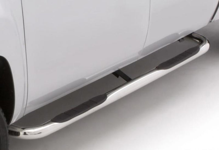 Lund 15-18 Ford F-150 SuperCrew 3in. Round Bent SS Nerf Bars - Polished - Bull Strap