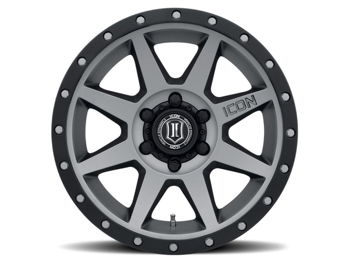 ICON Rebound 18x9 6x5.5 0mm Offset 5in BS 106.1mm Bore Titanium Wheel - Bull Strap