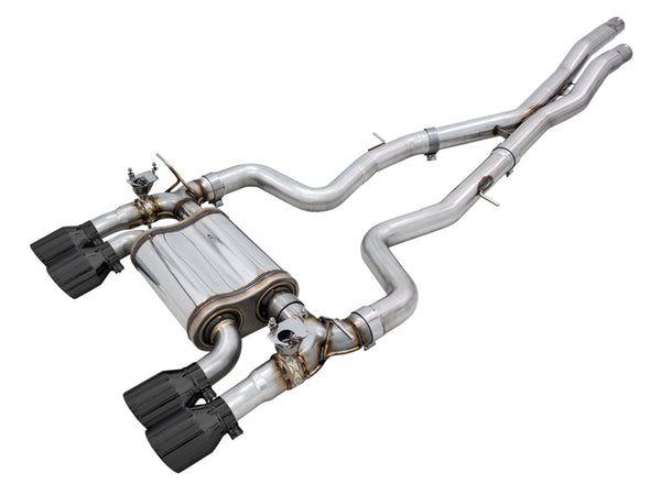 AWE Tuning BMW F8X M3/M4 SwitchPath Catback Exhaust - Diamond Black Tips - Bull Strap