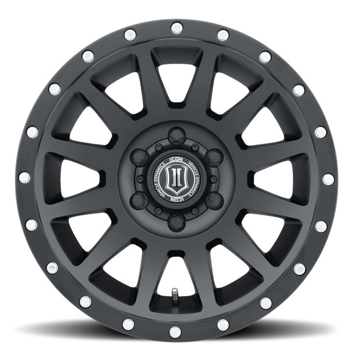 ICON Compression 17x8.5 6x5.5 0mm Offset 4.75in BS 106.1mm Bore Satin Black Wheel - Bull Strap